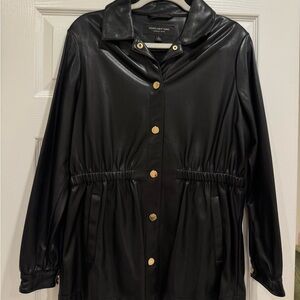 Marc New York Black Leather Jacket with Gold Buttons